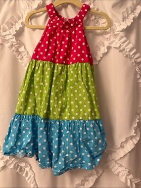 Gymboree Polka Dot Tiered Halter Dress in Red, Green & Blue